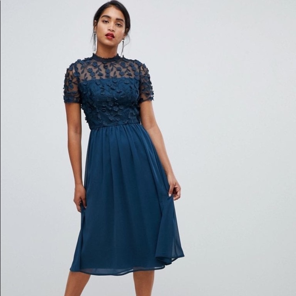 Chi Chi London 3D Appliqué Skater Dress